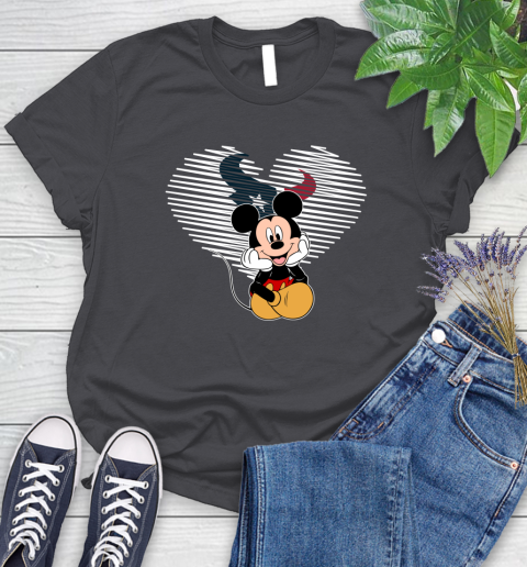 NFL Houston Texans The Heart Mickey Mouse Disney Football T Shirt_000 Women's T-Shirt 8