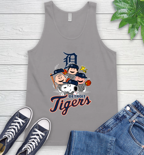 MLB Detroit Tigers Snoopy Charlie Brown Woodstock The Peanuts Movie Baseball T Shirt Tank Top 3