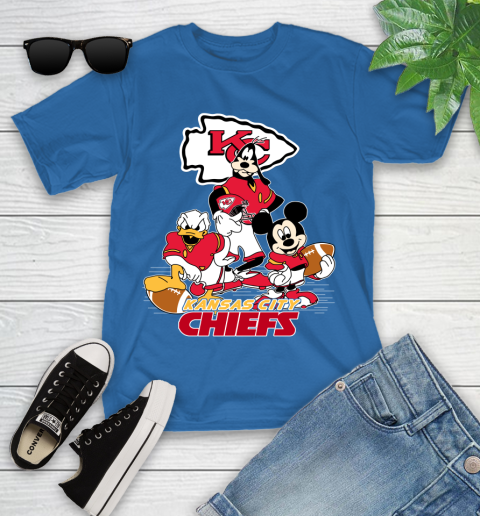 NFL Kansas City Chiefs Mickey Mouse Donald Duck Goofy Football Shirt Youth T-Shirt 12