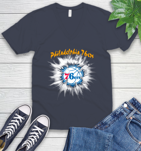 Philadelphia 76ers NBA Basketball Rip Sports V-Neck T-Shirt 8