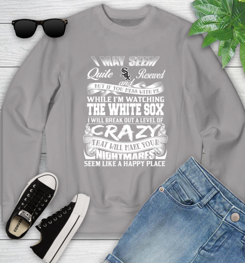 Chicago White MLB Baseball Don't Mess With Me While I'm Watching My Team Sox Youth Sweatshirt 3