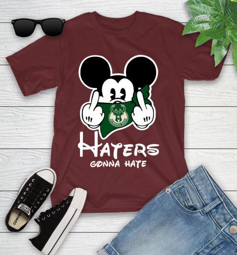 NBA Milwaukee Bucks Haters Gonna Hate Mickey Mouse Disney Basketball T Shirt Youth T-Shirt 14