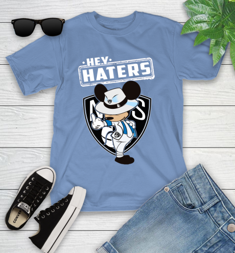 NBA Hey Haters Mickey Basketball Sports Brooklyn Nets Youth T-Shirt 15