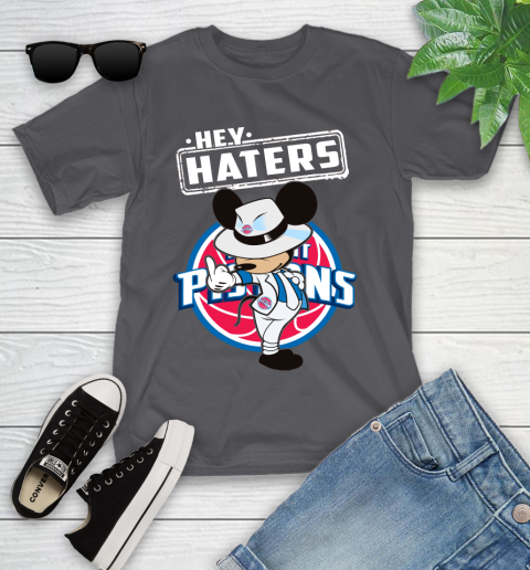 NBA Hey Haters Mickey Basketball Sports Detroit Pistons Youth T-Shirt 6