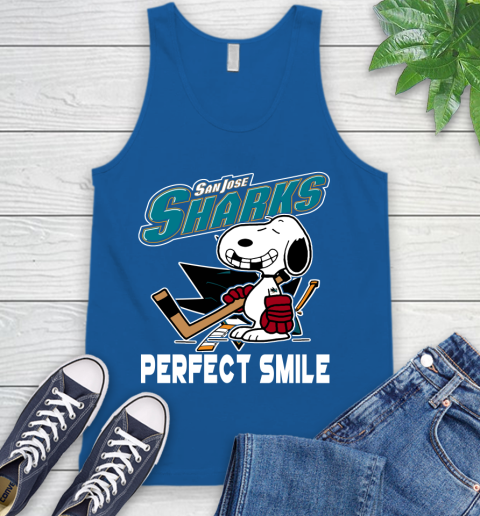 NHL San Jose Sharks Snoopy Perfect Smile The Peanuts Movie Hockey T Shirt Tank Top 4