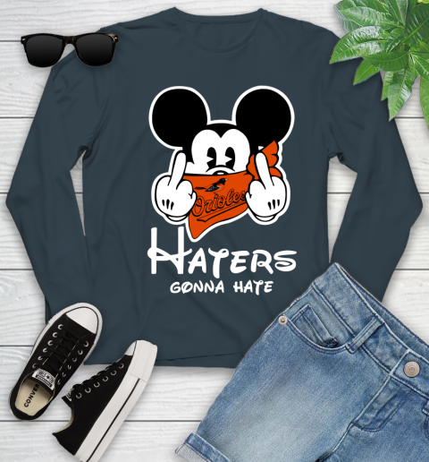 MLB Baltimore Orioles Haters Gonna Hate Mickey Mouse Disney Baseball T Shirt_000 Youth Long Sleeve 9