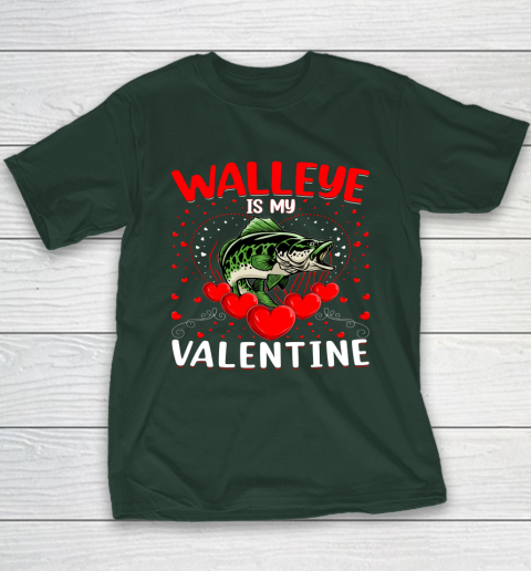 Funny Walleye Is My Valentine Walleye Fish Valentine's Day Youth T-Shirt 11