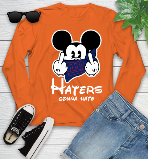 NFL New York Giants Haters Gonna Hate Mickey Mouse Disney Football T Shirt Youth Long Sleeve 3