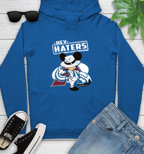 NHL Hey Haters Mickey Hockey Sports Colorado Avalanche Youth Hoodie 11