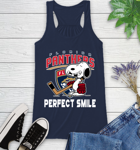 NHL Florida Panthers Snoopy Perfect Smile The Peanuts Movie Hockey T Shirt Racerback Tank 9