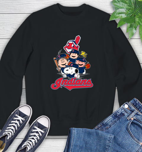 MLB Cleveland Indians Snoopy Charlie Brown Woodstock The Peanuts Movie Baseball T Shirt_000 Sweatshirt
