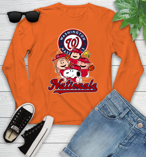 MLB Washington Nationals Snoopy Charlie Brown Woodstock The Peanuts Movie Baseball T Shirt_000 Youth Long Sleeve 3