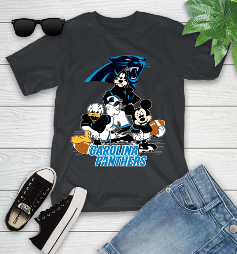 NFL Carolina Panthers Mickey Mouse Donald Duck Goofy Football Shirt Youth T-Shirt