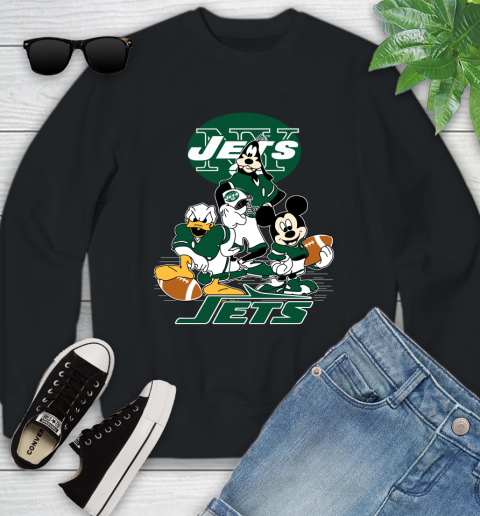 NFL New York Jets Mickey Mouse Donald Duck Goofy Football Shirt Youth Sweatshirt