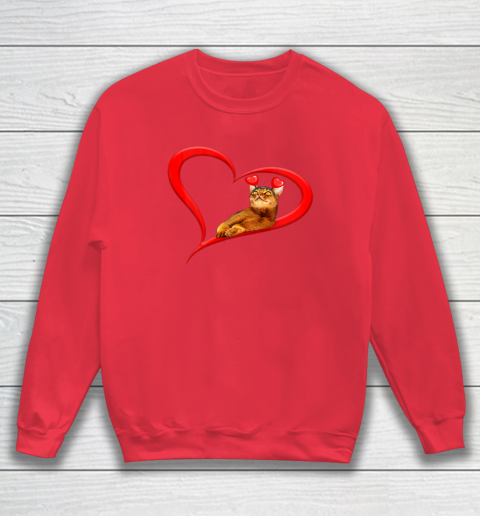 Funny Abyssinian Cat Valentine Pet Kitten Cat Lover Sweatshirt 5
