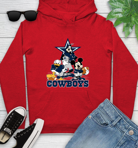 NFL Dallas Cowboys Mickey Mouse Donald Duck Goofy Football Shirt Youth Hoodie 12