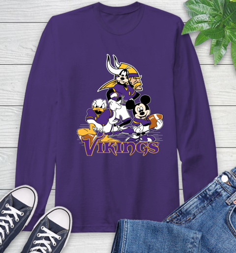 NFL Minnesota Vikings Mickey Mouse Donald Duck Goofy Football Shirt Long Sleeve T-Shirt 5