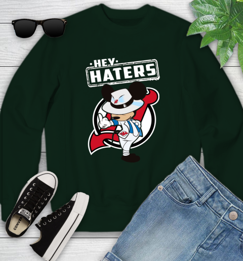 NHL Hey Haters Mickey Hockey Sports New Jersey Devils Youth Sweatshirt 9