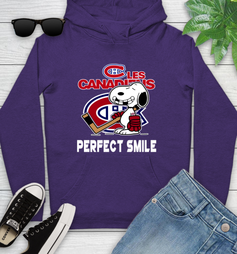 NHL Montreal Canadiens Snoopy Perfect Smile The Peanuts Movie Hockey T Shirt Youth Hoodie 5