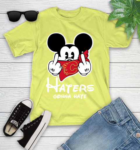 NHL Calgary Flames Haters Gonna Hate Mickey Mouse Disney Hockey T Shirt Youth T-Shirt 10