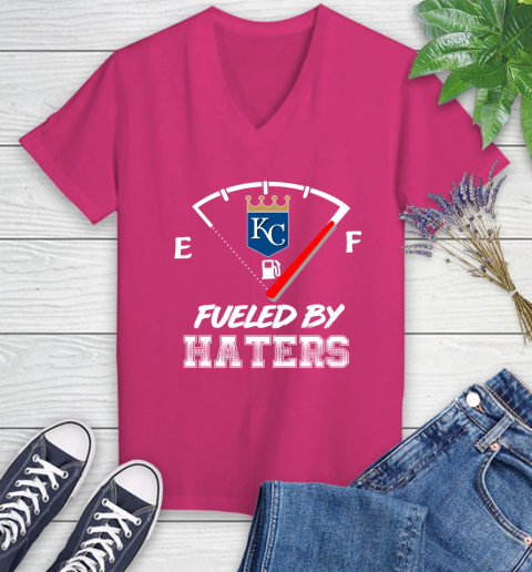 Kansas City Royals MLB Baseball Fueled By Haters Sports Women's V-Neck T-Shirt 9