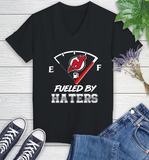 New Jersey Devils NHL Hockey Fueled By Haters Sports Women's V-Neck T-Shirt