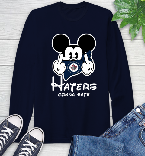 NHL Winnipeg Jets Haters Gonna Hate Mickey Mouse Disney Hockey T Shirt Long Sleeve T-Shirt 3