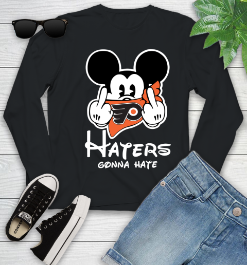 NHL Philadelphia Flyers Haters Gonna Hate Mickey Mouse Disney Hockey T Shirt Youth Long Sleeve