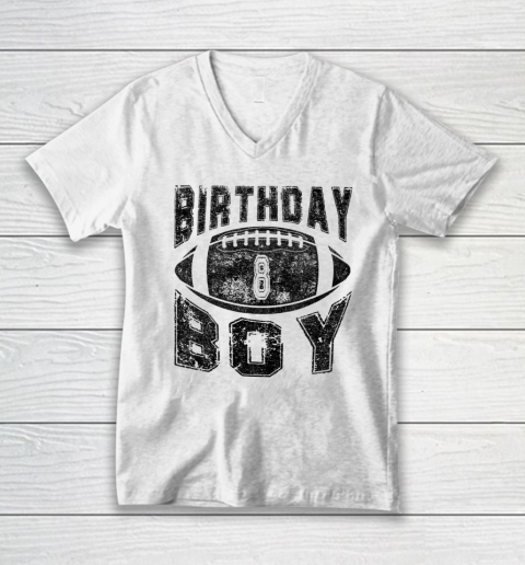Kids 8th Themed Birthday Boy Party Kid American Football V-Neck T-Shirt