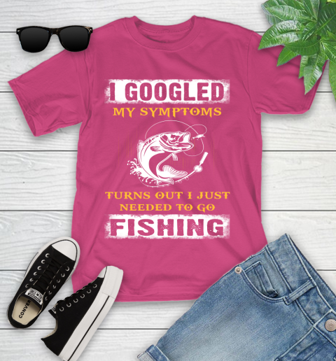 I Googled My Symptoms Turns Out I Needed To Go Fishing Youth T-Shirt 11