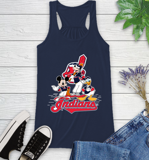 MLB Cleveland Indians Mickey Mouse Donald Duck Goofy Baseball T Shirt Racerback Tank 9