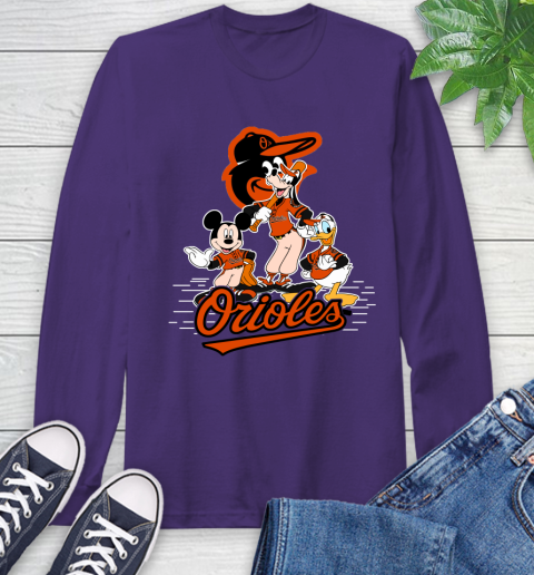 MLB Baltimore Orioles Mickey Mouse Donald Duck Goofy Baseball T Shirt Long Sleeve T-Shirt 5
