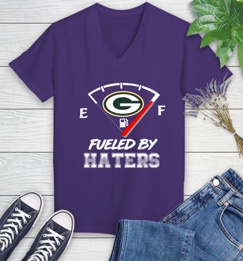 Green Bay Packers NFL Football Fueled By Haters Sports Women's V-Neck T-Shirt 3