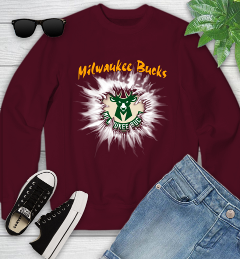 Milwaukee Bucks NBA Basketball Rip Sports Youth Sweatshirt 4