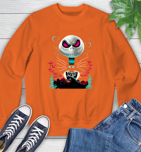 NFL Oakland Raiders Jack Skellington Sally The Nightmare Before Christmas Football Sweatshirt 3