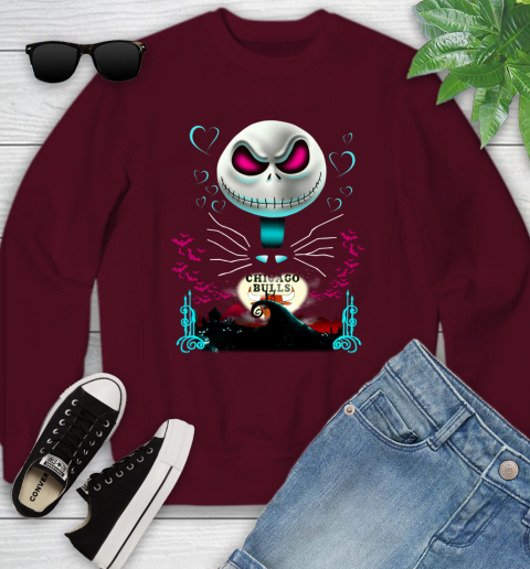 NBA Chicago Bulls Jack Skellington Sally The Nightmare Before Christmas Basketball Sports 000 Youth Sweatshirt Tee For Sports