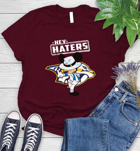 NHL Hey Haters Mickey Hockey Sports Nashville Predators Women's T-Shirt 7