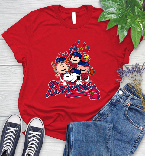 MLB Atlanta Braves Snoopy Charlie Brown Woodstock The Peanuts Movie  Baseball T Shirt Women's T-Shirt