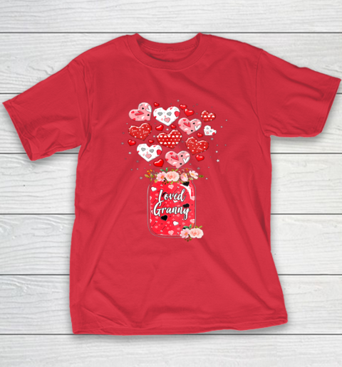 Buffalo Plaid Hearts Loved Grammy Valentine Day Youth T-Shirt 8