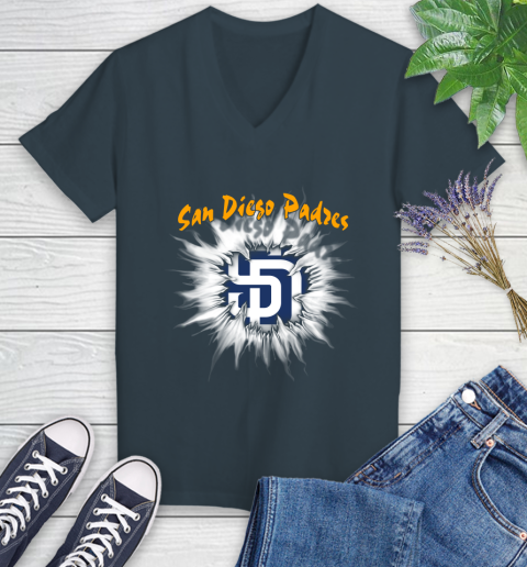 San Diego Padres MLB Baseball Adoring Fan Rip Sports Women's V-Neck T-Shirt 8