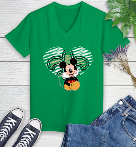 NFL New Orleans Saints The Heart Mickey Mouse Disney Football T Shirt_000 Women's V-Neck T-Shirt 5