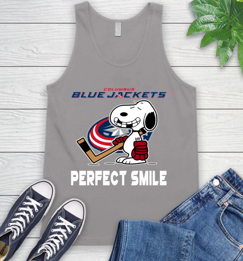 NHL Columbus Blue Jackets Snoopy Perfect Smile The Peanuts Movie Hockey T Shirt Tank Top 3