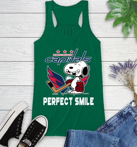 NHL Washington Capitals Snoopy Perfect Smile The Peanuts Movie Hockey T Shirt Racerback Tank 6