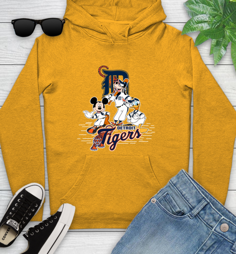 MLB Detroit Tigers Mickey Mouse Donald Duck Goofy Baseball T Shirt Youth Hoodie 2