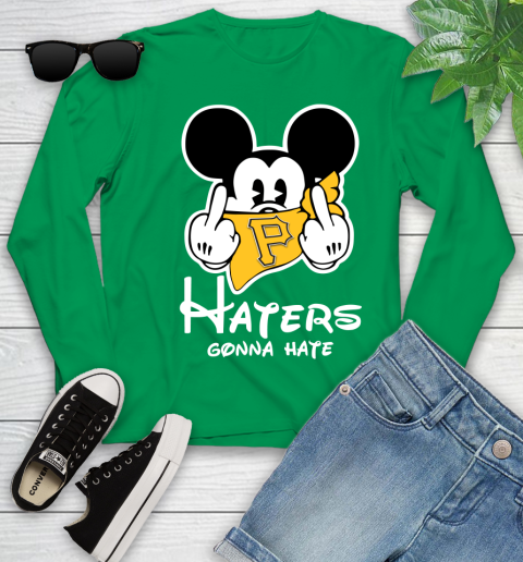 MLB Pittsburgh Pirates Haters Gonna Hate Mickey Mouse Disney Baseball T Shirt_000 Youth Long Sleeve 7