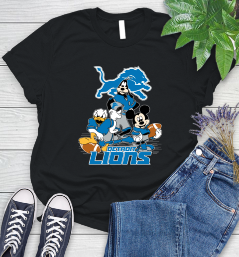 NFL Detroit Lions Mickey Mouse Donald Duck Goofy Football Shirt Women's T-Shirt