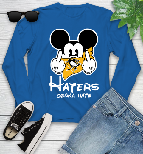 NHL Pittsburgh Penguins Haters Gonna Hate Mickey Mouse Disney Hockey T Shirt Youth Long Sleeve 10