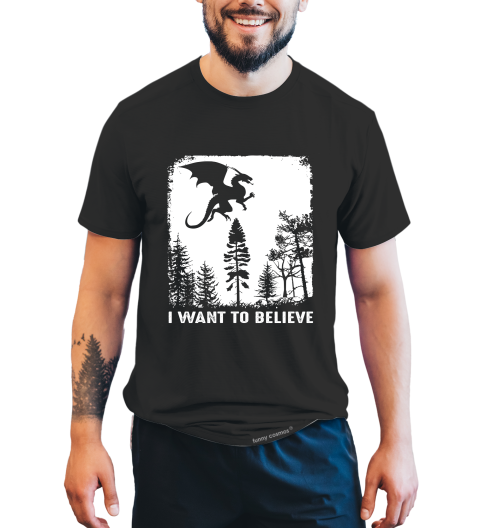 Dungeon And Dragon T Shirt, RPG Dice Games Tshirt, Dragon I Want To Believe DND T Shirt