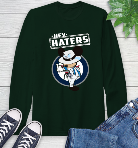 NHL Hey Haters Mickey Hockey Sports Winnipeg Jets Long Sleeve T-Shirt 7