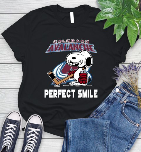NHL Colorado Avalanche Snoopy Perfect Smile The Peanuts Movie Hockey T Shirt Women's T-Shirt